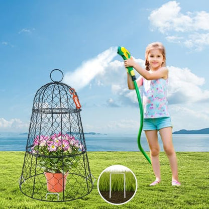 6 PCS 17.7"H X 11.42"D Garden Cloches,Chicken Wire Plant Covers Protectors Modular Design for Customizable Protection,Rust-Proof Heavy Duty Metal Plant Cage for Seedlings Flowers Protect from Animals