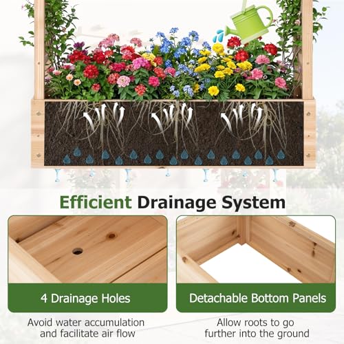 Happygrill 45" Raised Garden Bed with Trellis & Hanging Roof