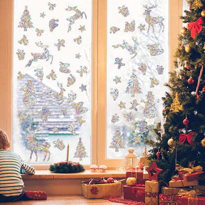 YUOROS 78 Pcs Christmas Window Clings Window Stickers - color: Christmas