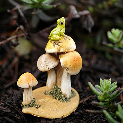 Top Collection Miniature Fairy Garden and Terrarium Statue, Frog on Mushrooms - color: Frog on Mushrooms