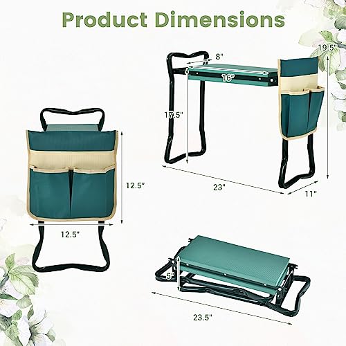 IRONMAX Foldable Garden Kneeler and Seat with Wide Soft Foam Pad, Green - color: Green, size: 16”L×8”W