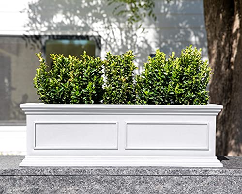 Veradek Brixton Series Window Box Planter - Rectangular Outdoor Planter - color: White, size: 11"H x 11"W x 36"L - 2 Pack