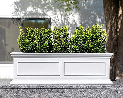 Veradek Brixton Series Window Box Planter - Rectangular Outdoor Planter - color: White, size: 11"H x 11"W x 36"L - 2 Pack