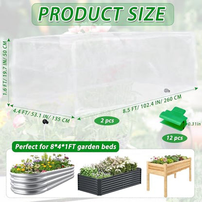 Garden Netting for Raised Beds, Plant Covers Garden Protection Bird Netting - size: 96x48x12 in