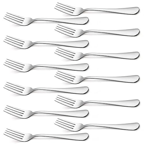 Briout Silverware Dinner Forks Set of 12, Stainless Steel Forks 8 Inches - color: Silver, size: 12-pieces