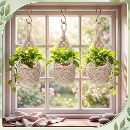 6 Pk Macrame Plant Hanger,5 x 9 Inch,White - color: White, size: 5 x 9 Inch