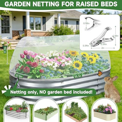 Garden Netting for Raised Beds 2PCS, Raised Garden Bed Plant Netting Cover Mesh with Drawstring for Garden Protection, Rectangular Bird Insect Netting Pest Barrier Screen for Vegetable, 4x2x1ft, White - color: 2pcs White Mesh