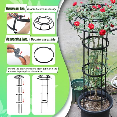 Quibbay 53 Inch Mushroom Top Garden Trellis for Climbing Plants,2 Pack - style: 4 Floors-10*53IN