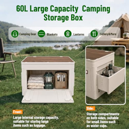 Mazatzal Camping Storage Box, Rock Gray, with Foldable Table Top - color: Rock Gray