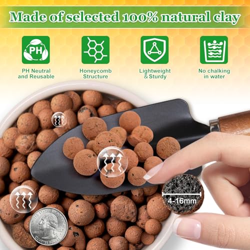 2LB Organic Leca Clay Pebbles for Plants, 4-16mm Natural Leca Balls - size: 2LB