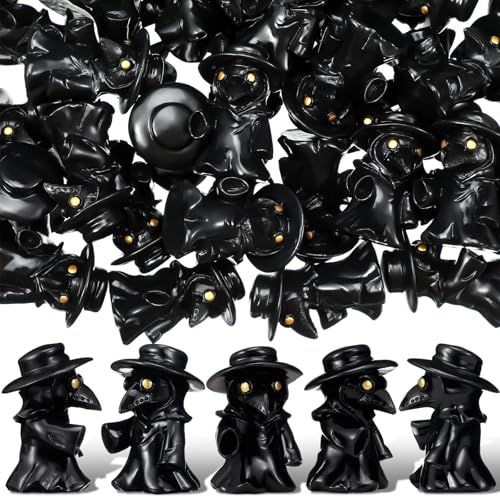 Briwooody 50 Pcs Halloween Mini Plague Doctor Figurine Bulk,Classic Style - color: Classic Style