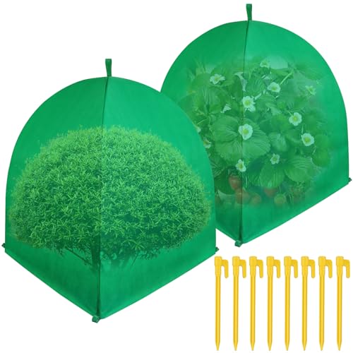 2 Pack Winter Plant Covers for Freeze Protection, 35×35×39 Inch Shrub Tent - size: 35 x 35 x 39 Inches