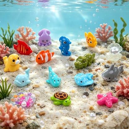 30PCS Ocean Resin Animals Variety Pack, Tiny Sea Animal Figurines - color: Fixed Marine Life