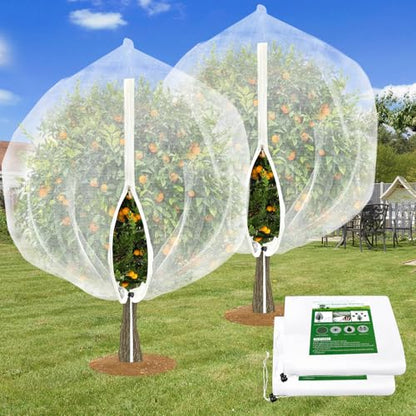 2 Pack Large Fruit Tree Netting, 8X8FT Garden Net, Zipper, Drawstring - size: 8*8FT (2Pcs)
