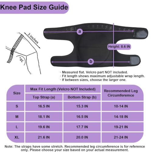 Knee Pads for Men & Women, Strap on Kneepads Adjustable, Blue Edge S 1 Pair - color: Black Background Blue Edge, size: Small
