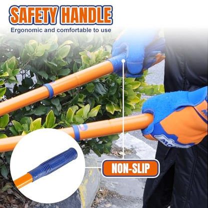 WADFOW Hedge Clippers:Bush Clippers With Adjustable Length Handle and Wavy SK-5 Steel Blade,Hedge Shears for Pruning Borders and Bushes, Blue and Yellow