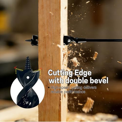 DECKRKAT 36" Flexible Installer Drill Bit - 1/2" Auger with Fish Eye Hole & Anti-Slip 3-Flat Shank for Wire Pulling Through Walls, Ceilings, Sidewalks. - size: 36X1/2"