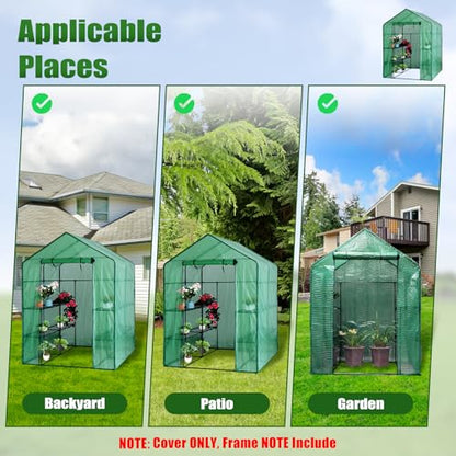 Walk-in Greenhouse Replacement Cover 56×56×76inch (Frame Not Included) - color: Green-56" x 56" x 76"(PE)