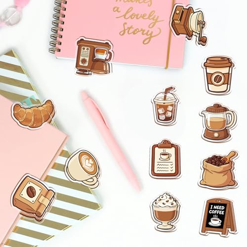 MAYJOYDIY 24Pcs 12 Styles Coffee Acrylic Chip Clips Coffee Bean Cup Bag Sealer Sealing Closures Funny Bag Clips for Food Storage Airtight Seal Grip - color: Coffee