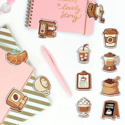 MAYJOYDIY 24Pcs 12 Styles Coffee Acrylic Chip Clips Coffee Bean Cup Bag Sealer Sealing Closures Funny Bag Clips for Food Storage Airtight Seal Grip - color: Coffee