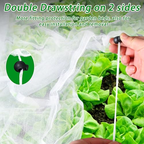 Garden Netting for Raised Beds, Plant Covers Garden Protection Bird Netting - size: 96x48x12 in