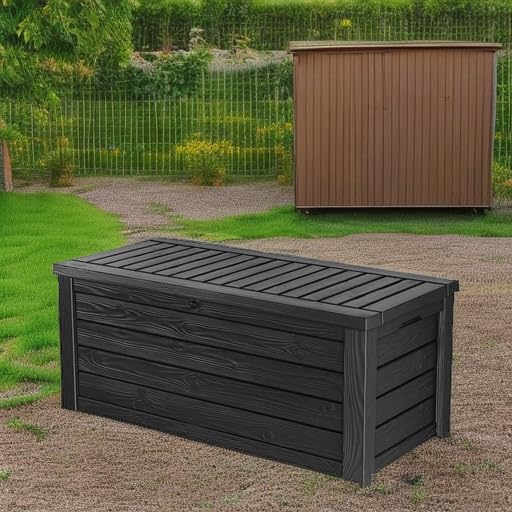 Keter Westwood Outdoor Storage Deck Box, 150 Gallon, Dark Grey - color: Dark Grey