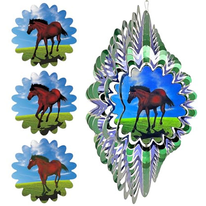 Animated Horse Wind Spinner- 3D Hanging Wind Sculptures & Catcher - color: Animated Horse