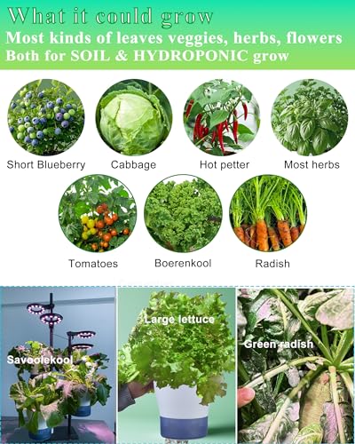 Indoor Plant Hydroponics Growing System Tower Kit with Grow Light (Large) - size: 20 inch