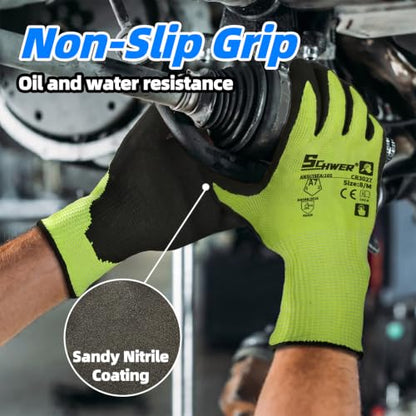 Schwer 2 Pairs A7 Cut Resistant Work Gloves, Touchscreen, CR3027, S - color: Yellow, size: Small