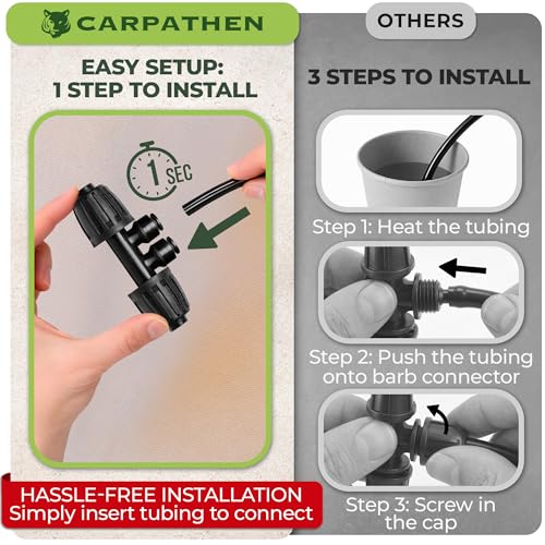 CARPATHEN 1/4" Tee Connectors for Quick Connect Drip Irrigation System Part