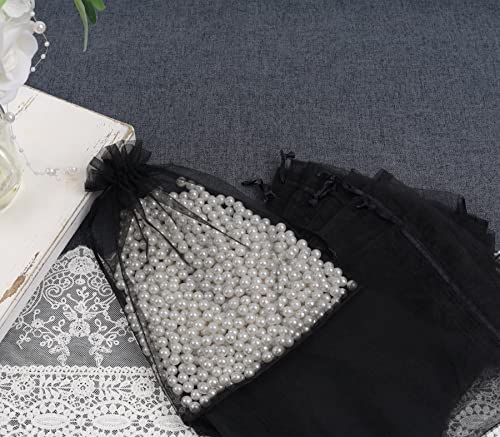 YunKo 50Pcs Black Organza Bags 6X9 Inch Drawstring Mesh Party Favor Bag - color: Black