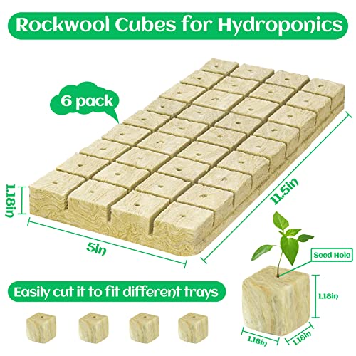 Legigo 1.2" Rockwool Cubes Seed Starter Plugs for Hydroponics, 216 Plugs - color: 6 Sheet, size: 1.2" Plugs