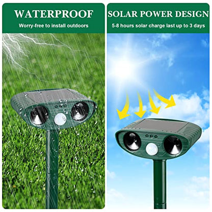 4 Pack Cat Repellent Outdoor Ultrasonic Animal Repeller, Green