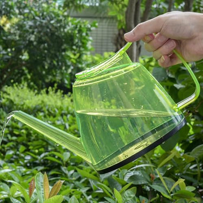 CYRUS Yellow1.5L Transparent Plastic Watering Can Long Spout Comfort Grip