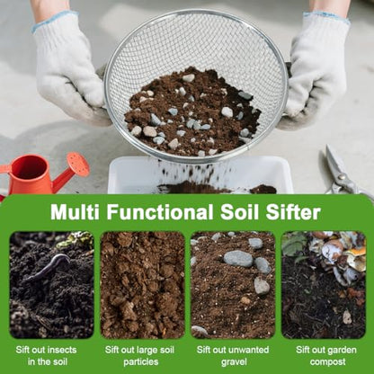 Soil Sifter Galvanized Screen, Soil Sieve for Compost Dirt Sand Rock, Rust-Resistant Sifter for 5 Gallon(1/8in,1/4in) - style: 2PCS(1/8in,1/4in)