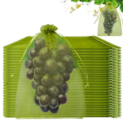 100 PCS 8"x12" Fruit Protection Bags, Reusable Fruit Tree Netting Bags