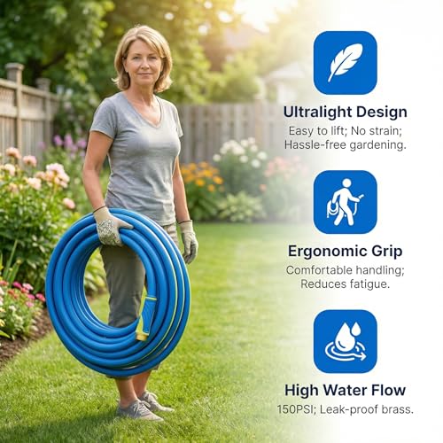 Garden Hose 75ft x 5/8", Heavy Duty Water Hose, Kink Resistant - color: Blue, size: 75FT
