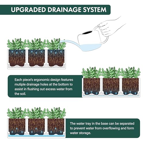 D'vine Dev Plastic Herb Garden Planter Set, White, 76-V-A-1 - color: White, size: 12"