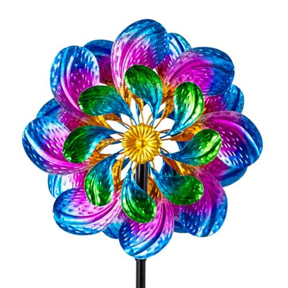 Metal Wind Spinners Outdoor,13''Purple Garden Windmill - size: 13'' Purple