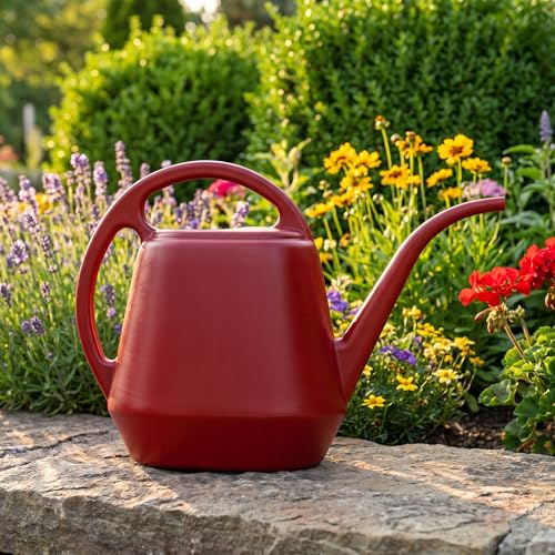 Fasmov Plastic Watering Can, Burnt Red, 1-Gallon