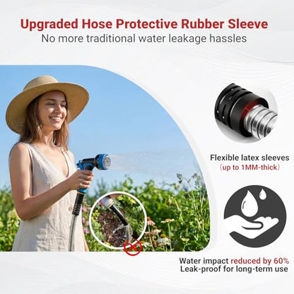 Lefree 100ft Metal Garden Hose with Upgraded Leak‑Proof Rubber Sleeve - color: Silver, size: 100FT