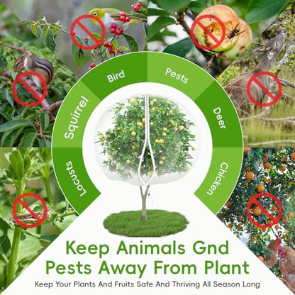 10'*12' Large Fruit Tree Netting for Squirrels and Birds with Drawstring, Insect Bird Netting Pest Barrier for Garden Protection (White, 2pc) - size: 2pc-10'*12'