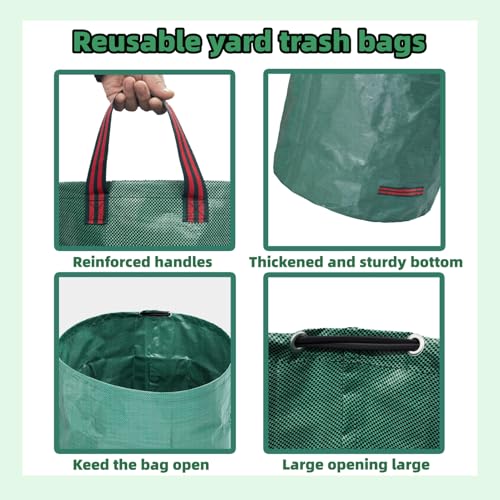 3 Pack 72 Gallon Reusable Yard Waste Bags - size: 3-Pack Bags & 1 Pair of Gloves