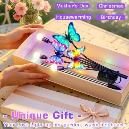 Solar Garden Lights Outdoor, Butterfly Firefly Lights 2 Pack, Waterproof - color: Butterfly Firefly, size: 2 Pack