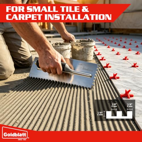 Goldblatt 3/16'' x 5/32'' V-Notch Tile Trowel, 11'' x 4.5'' - size: V 3/16 x 5/32