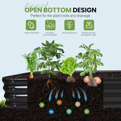 G GOOD GAIN Raised Garden Beds Outdoor, 5-in-1 Modular Metal Planter, Grey - color: Gray, size: 8x3x1ft(1pcs)