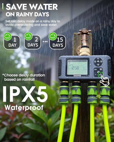 Insoma 4-Zone Water Timer for Garden Hose, Brass Inlet & Outlet - size: 4 Zone-Brass Inlet Outlet
