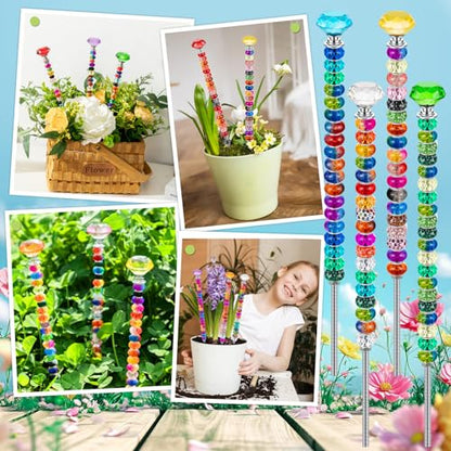 230 Pcs Beaded Garden Stakes DIY Fairy Wand Kit, 12 in - size: 10 IN Diamonds