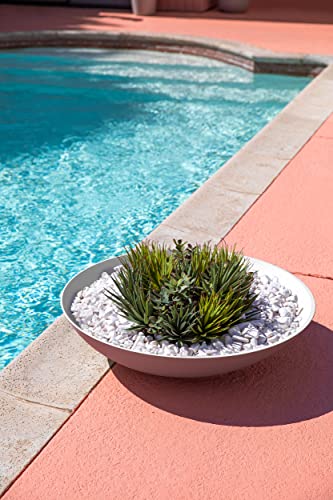 Veradek Mason Series Lane Bowl - Large Outdoor Bowl Planter - color: White, size: 8"H x 32"DIA 2PK