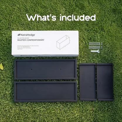 NatraHedge Hampton Wooden Planter Box (44"" Lx15 Wx15 H) Black-Aluminum - color: Black- Aluminum